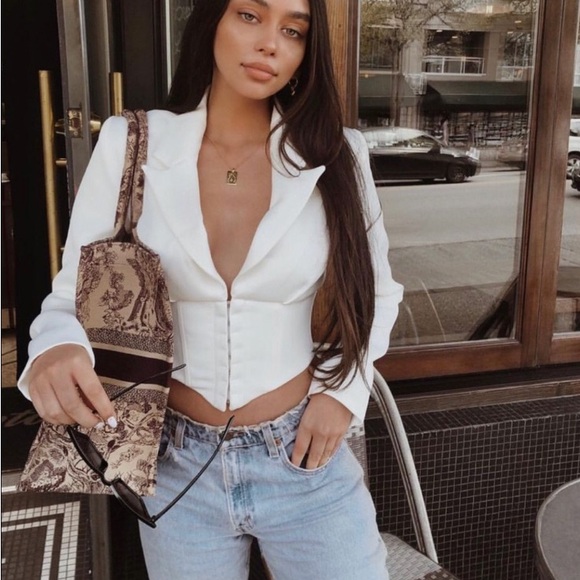 House of CB White Corset Blazer Crop Suit Small - Picture 3 of 9